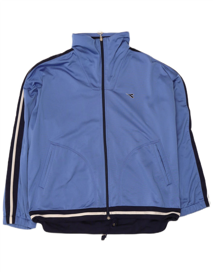Diadora Damen-Trainingsanzug-Oberteil, übergroß, Jacke, UK 14, Größe L, Blau, Farbblock