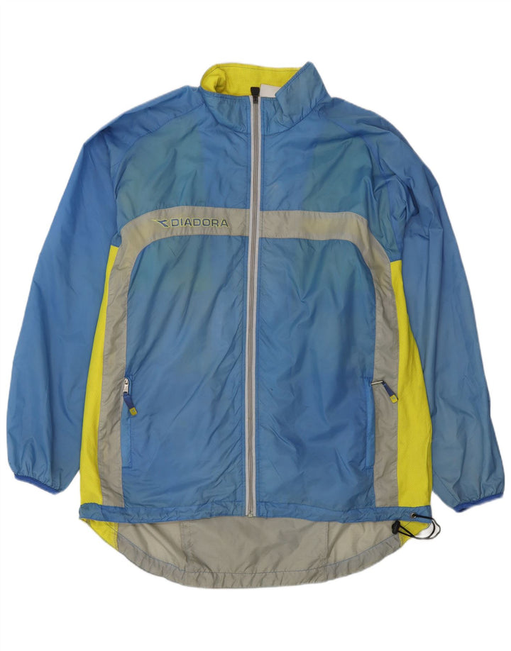 DIADORA Herren-Trainingsanzug mit grafischem Oberteil, groß, blaues Colourblock-Polyamid