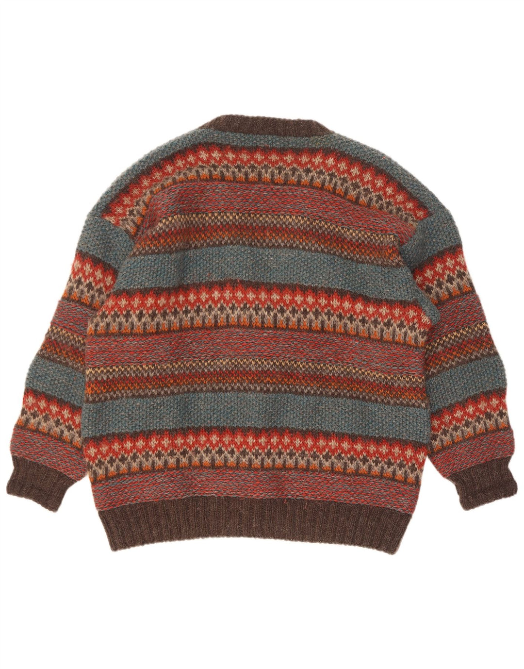 Vintage Herren-Cardigan-Pullover, groß, mehrfarbig, Fair Isle