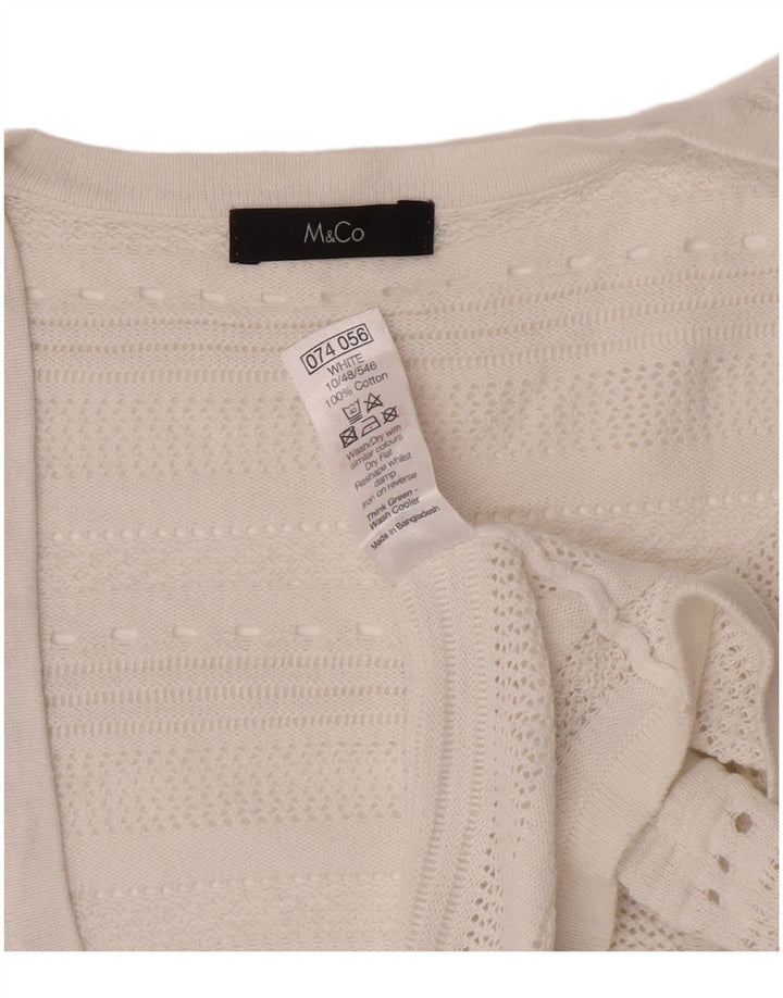 M&Co Damen Crop Short Sleeve Open Cardigan Pullover UK 12 Mittelweiß