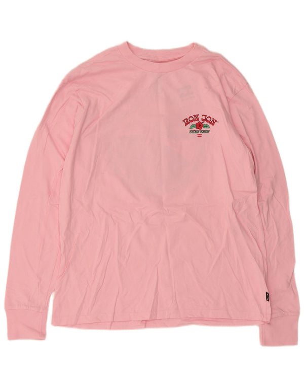 Billabong Womens Graphic Top Long Sleeve UK 10 Small Pink Cotton