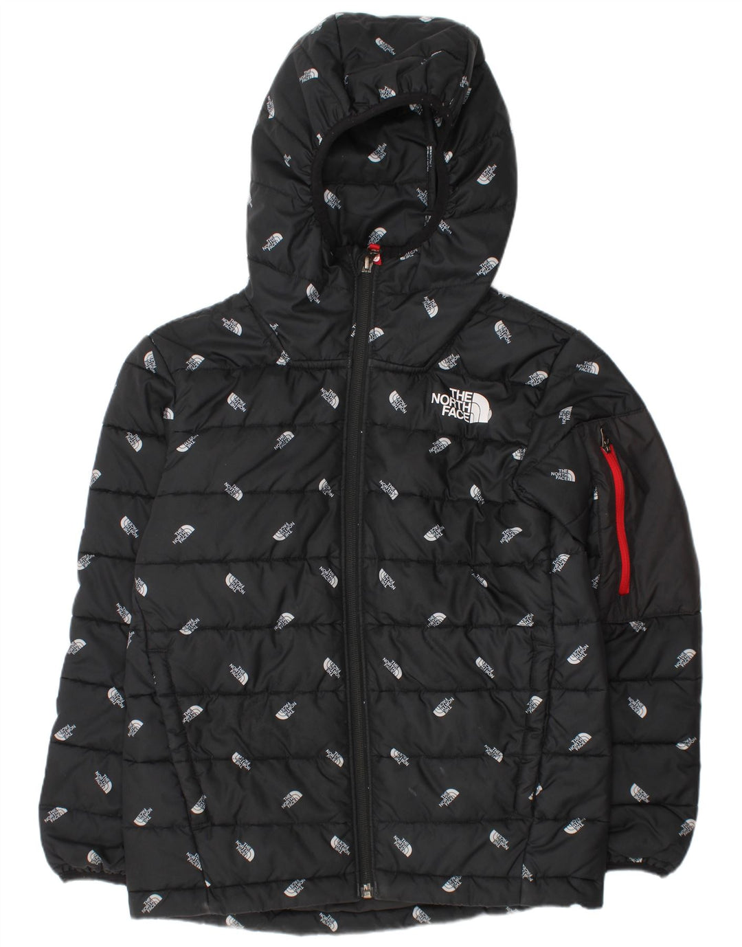 The North Face Wattierte Jacke mit grafischer Kapuze für Jungen, 9–10 Jahre, Mittelschwarz