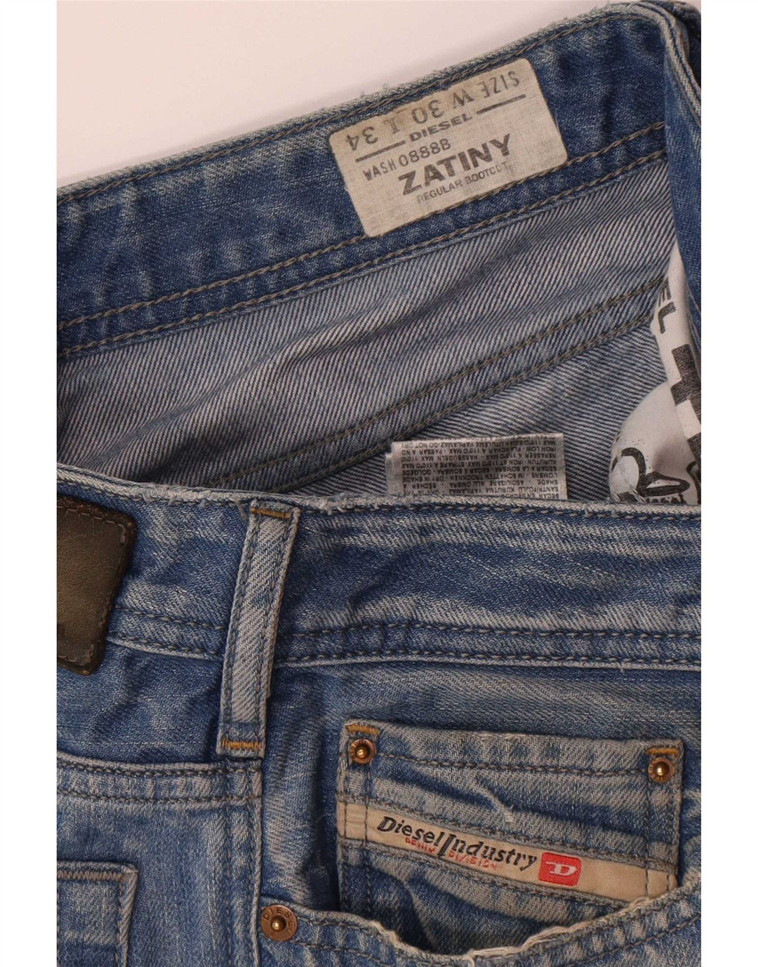 Diesel Herren Zatiny Regular Bootcut Jeans W30 L30 Blaue Baumwolle