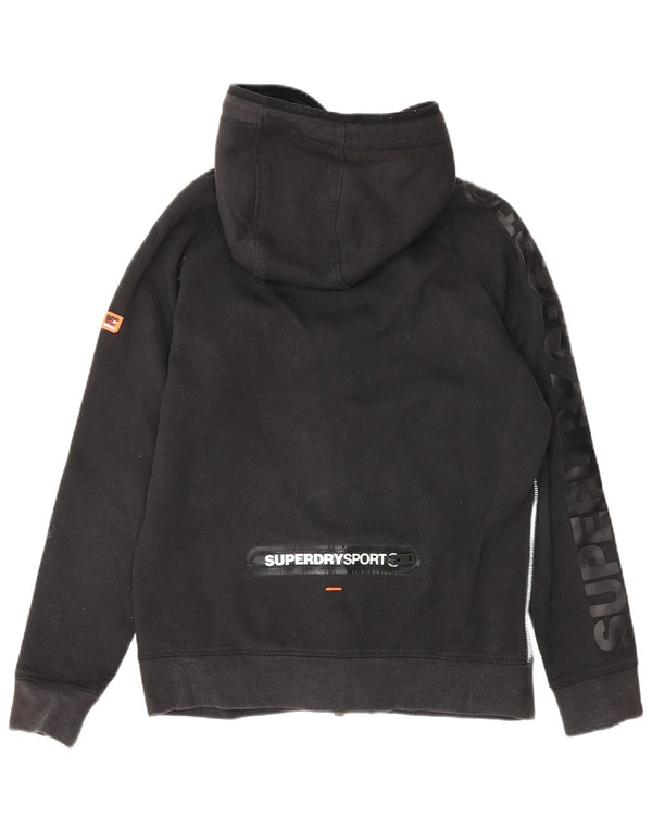 Superdry Damen-Kapuzenpullover mit grafischem Reißverschluss, UK 14, mittelschwarz, Baumwolle