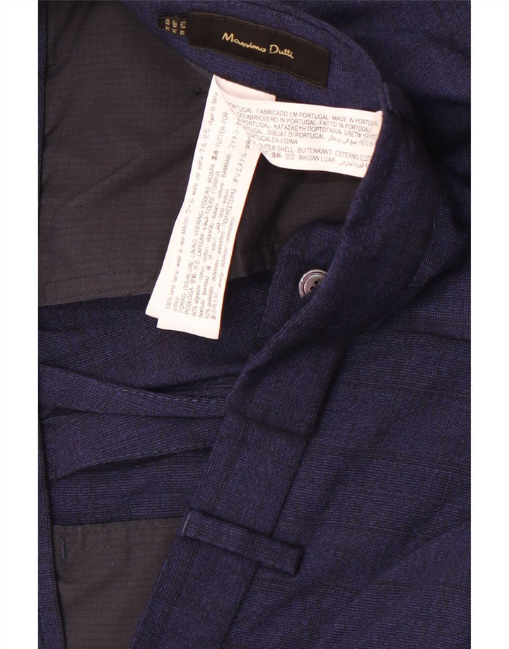 Massimo Dutti Herren-Hose, kurz geschnitten, EU 44, Größe L, W34, L25, Marineblau kariert