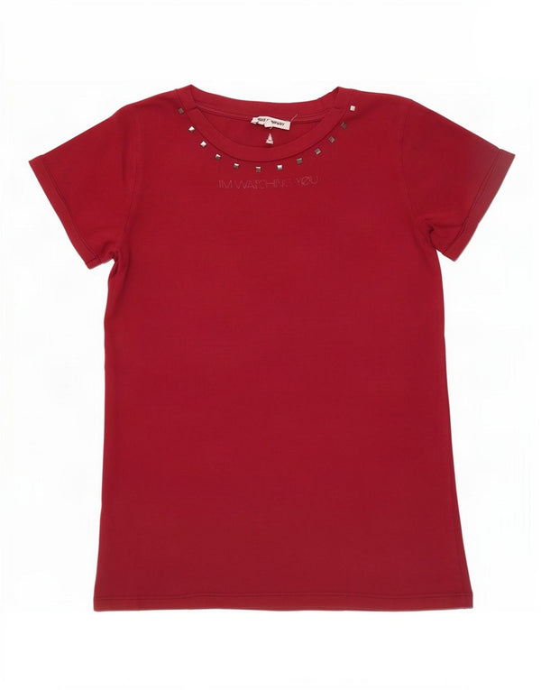 Best Company Damen T-Shirt Top UK 14 Medium Burgund Baumwolle