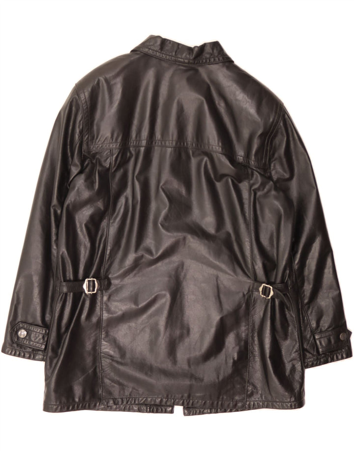 VINTAGE Womens Leather Coat UK 16 Large Black Vintage Vintage and Second-Hand Vintage from Messina Hembry 