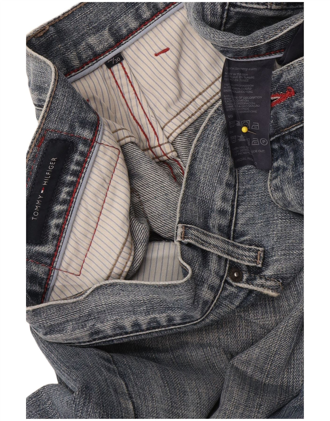 Tommy Hilfiger Herren Straight Jeans W38 L30 Blaue Baumwolle