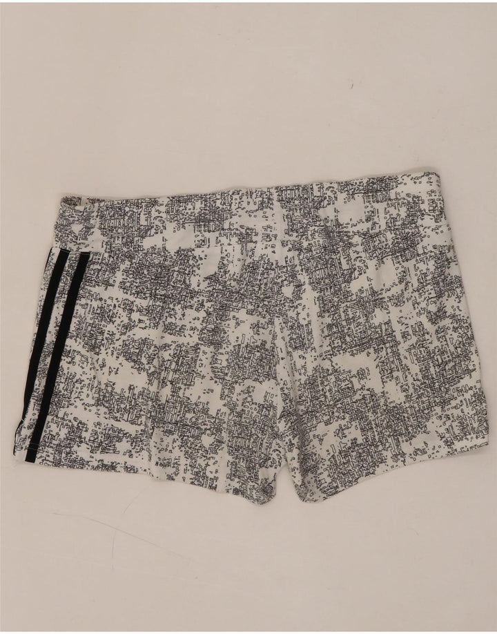 Adidas Damen Climalite Abstract Pattern Sport Shorts UK 12/14 Medium Weiß