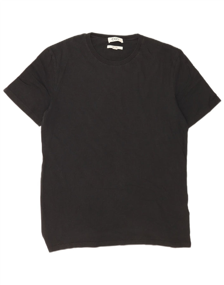 COS Herren-T-Shirt mit normaler Passform, mittelschwarze Baumwolle