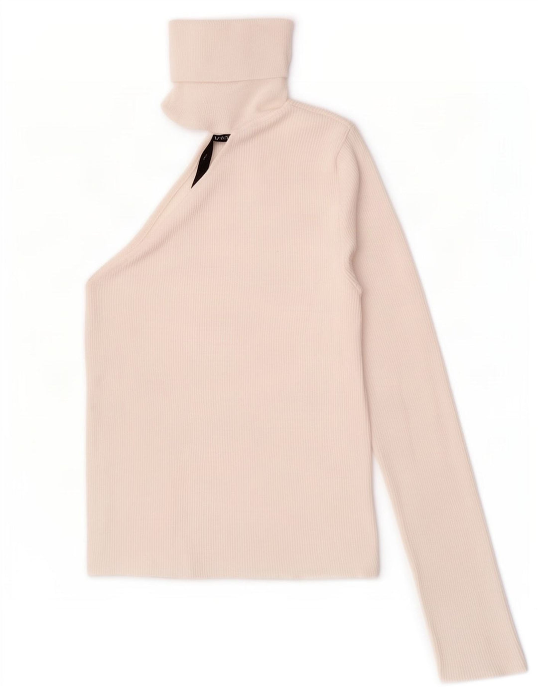 Zara Damen Langarm-Crop-One-Shoulder-Top UK 12 Mittelweiße Viskose