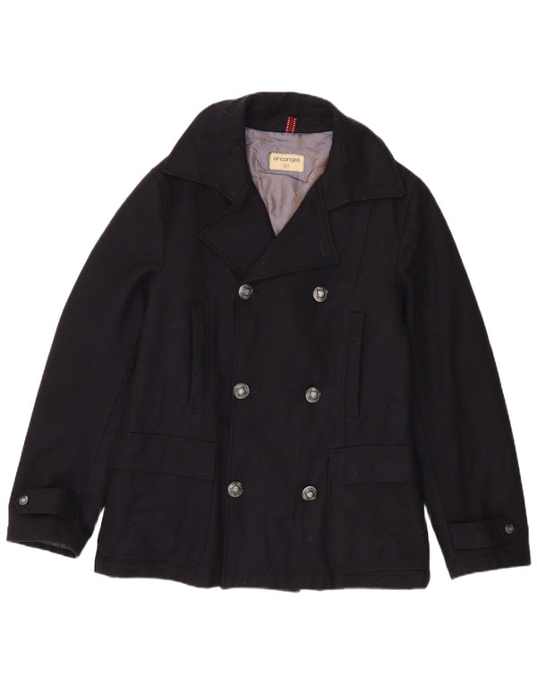 VINTAGE Herren Pea Coat IT 52 XL Marineblaue Wolle