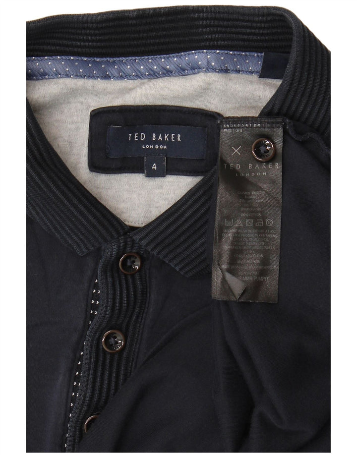 Ted Baker Herren-Poloshirt, Größe 4, groß, marineblaue Baumwolle