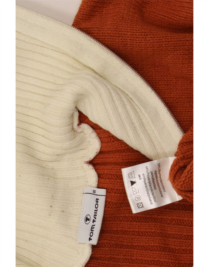 Tom Tailor Herren-Pullover mit Reißverschluss am Hals, klein, braun, Colourblock-Baumwolle