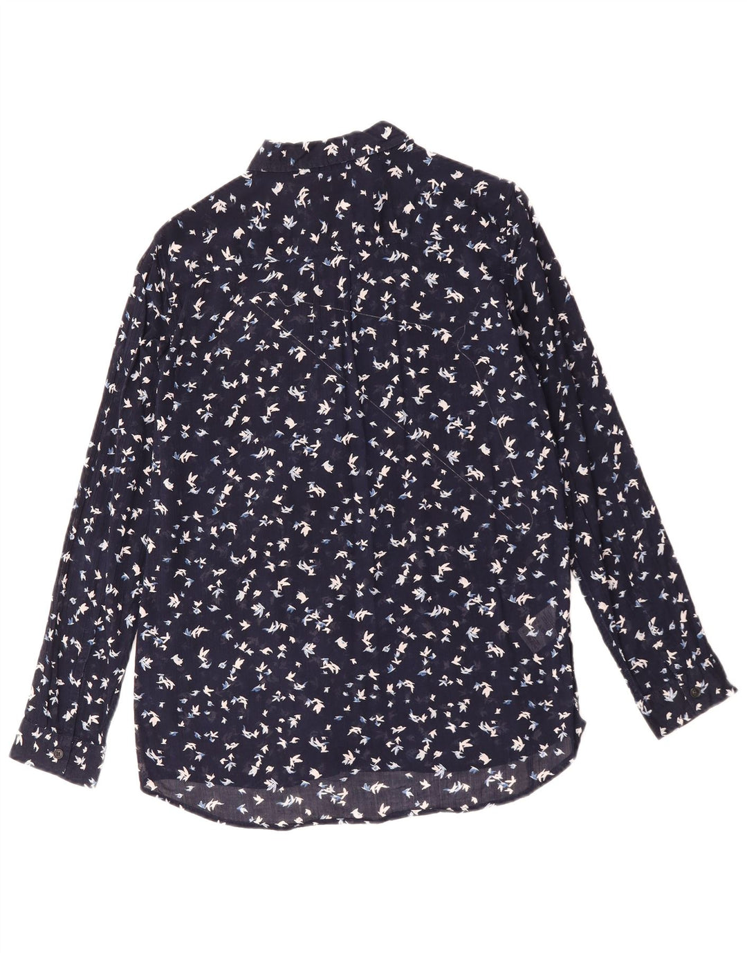 Eddie Bauer Womens Abstract Pattern Shirt UK 16 Large Marineblau Baumwolle