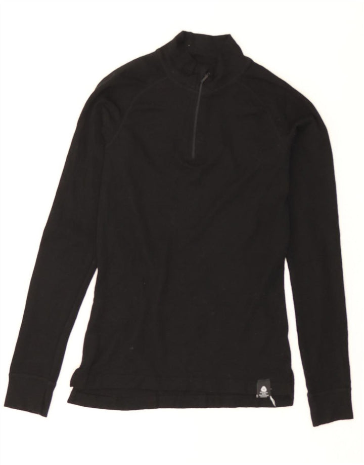 MOUNTAIN WAREHOUSE Womens Zip Neck Jumper Sweater UK 10 Small Black Wool Vintage Mountain Warehouse and Second-Hand Mountain Warehouse from Messina Hembry 