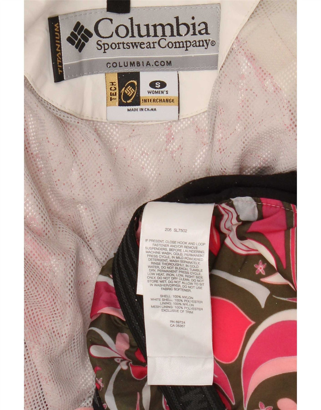 Columbia Damen-Skijacke mit Kapuze, UK 10, Größe S, weißes Colourblock-Nylon