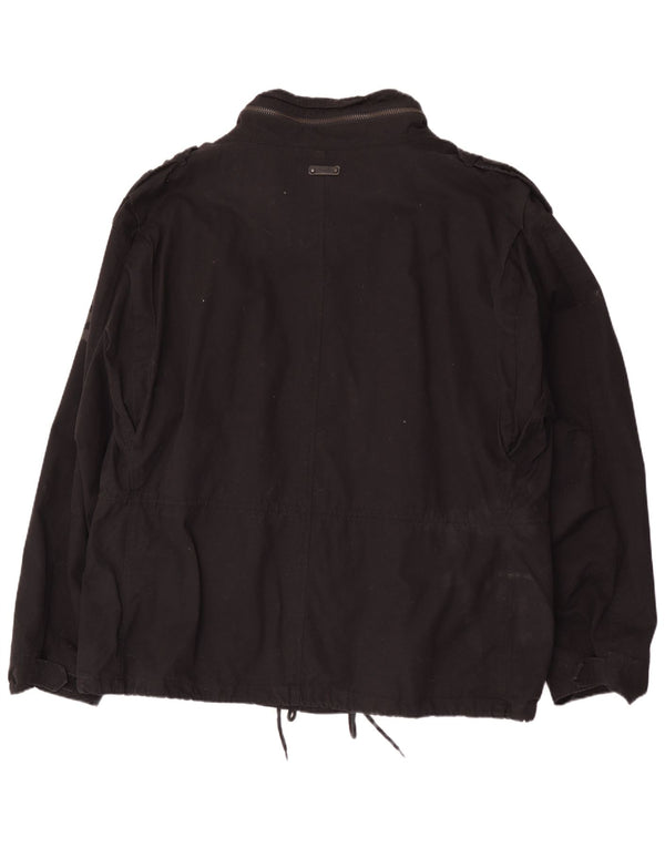 Brandit Herren-Militärjacke mit Kapuze, UK 48 4XL, schwarze Colourblock-Baumwolle