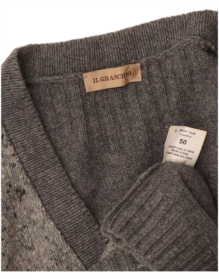 Il Granchio Herren-Strickjacke, IT 50, mittelgrau gefleckte Wolle