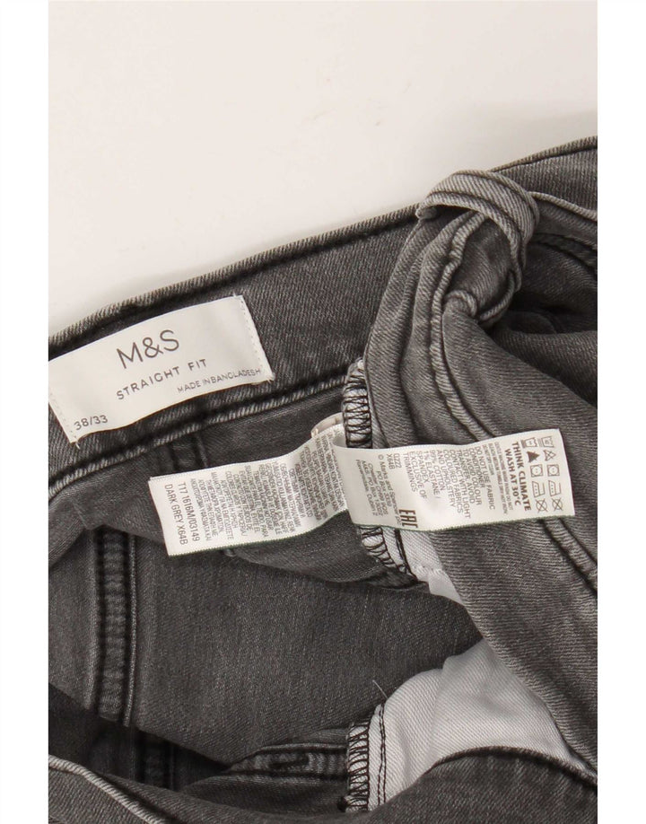 Marks & Spencer Herren Straight Jeans W38 L33 Graue Baumwolle