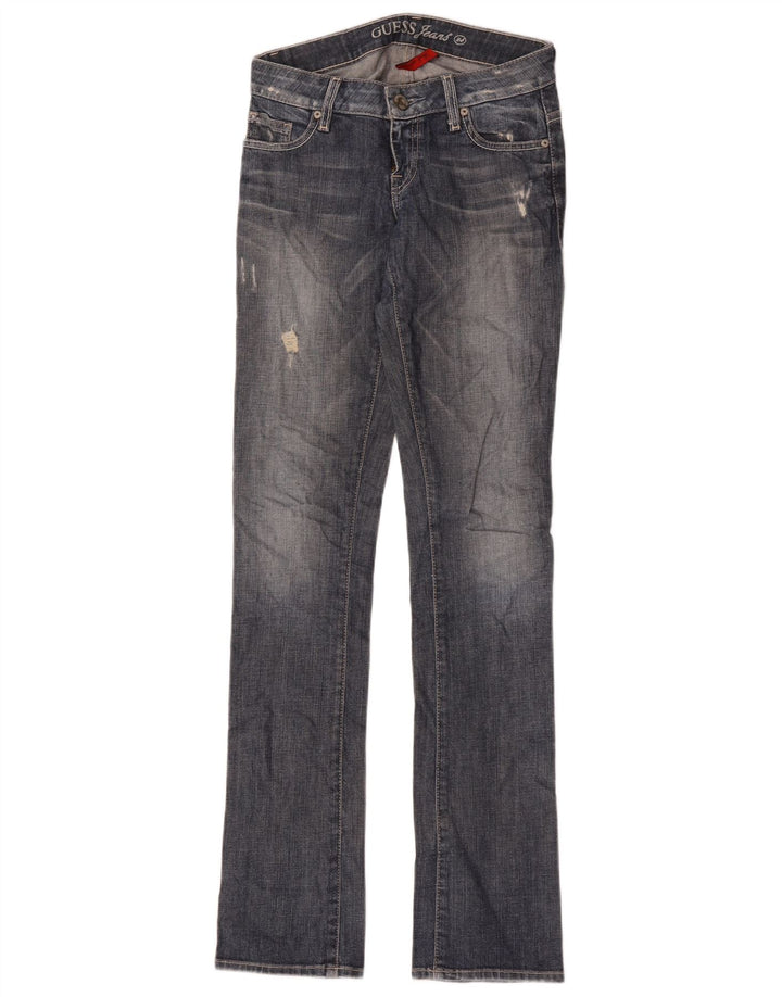 Guess Damen Distressed Slim Jeans W24 L34 Blaue Baumwolle