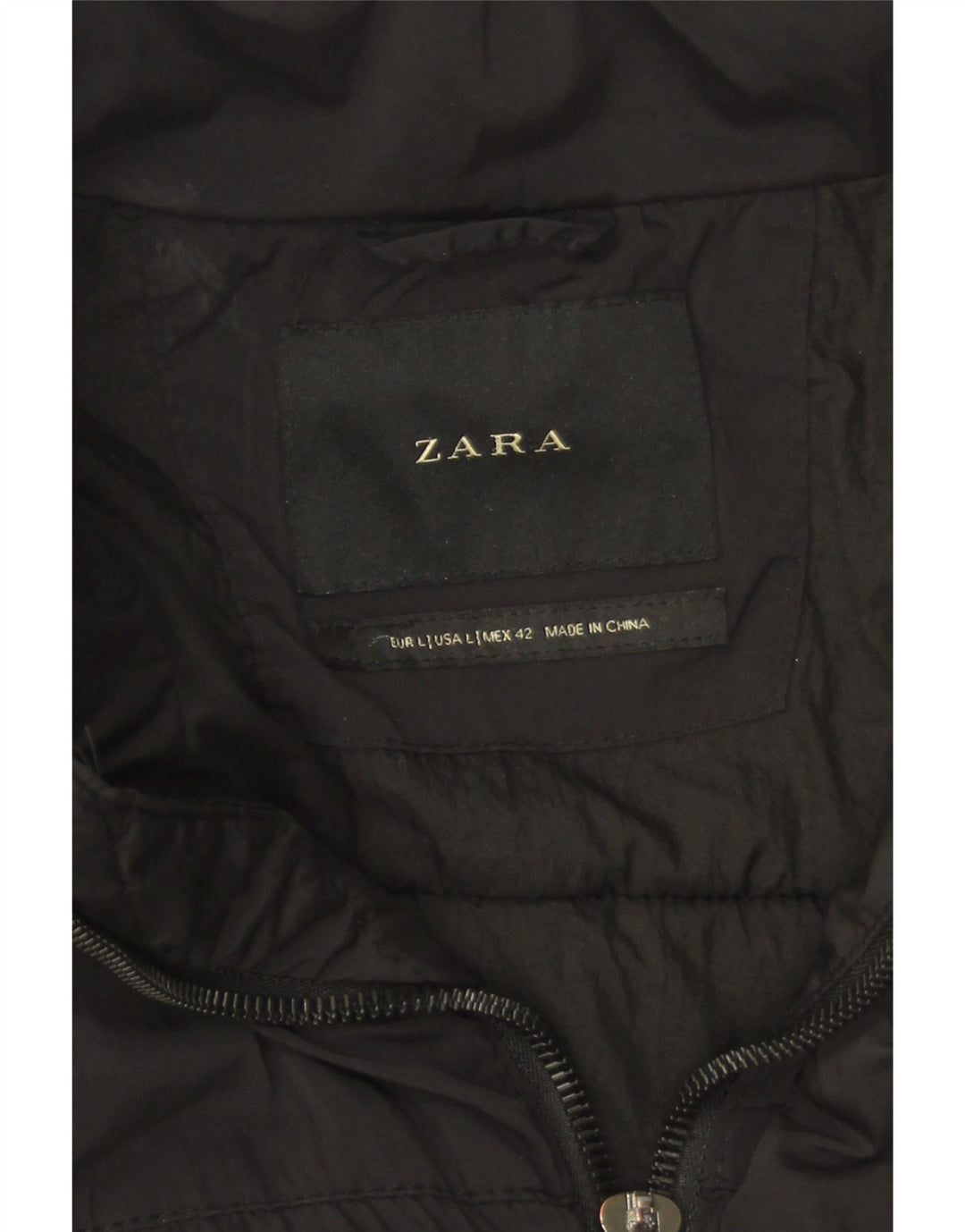 Zara Herren wattierter Mantel UK 40 Large Schwarz Polyester