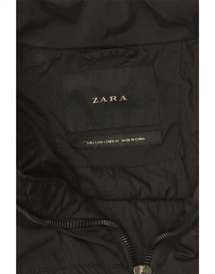 Zara Herren wattierter Mantel UK 40 Large Schwarz Polyester