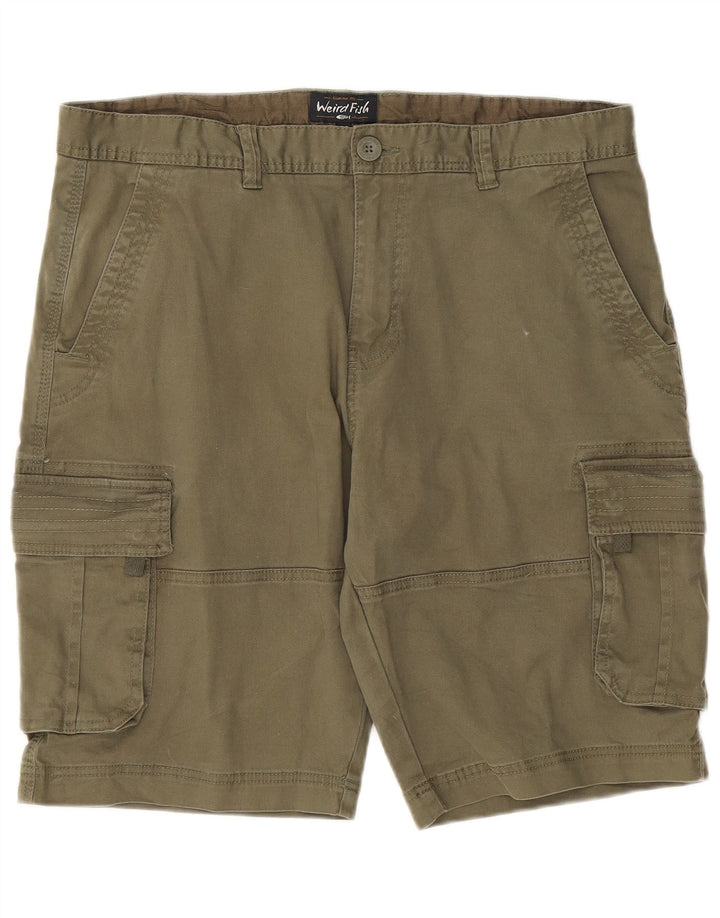 Weird Fish Herren Cargoshorts W38 XL Khaki Baumwolle