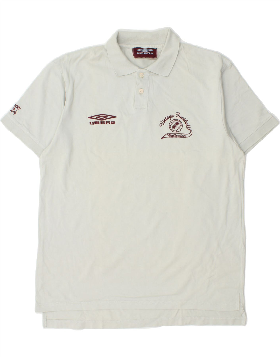 UMBRO Mens Graphic Polo Shirt Large Off White Cotton Vintage Umbro and Second-Hand Umbro from Messina Hembry 