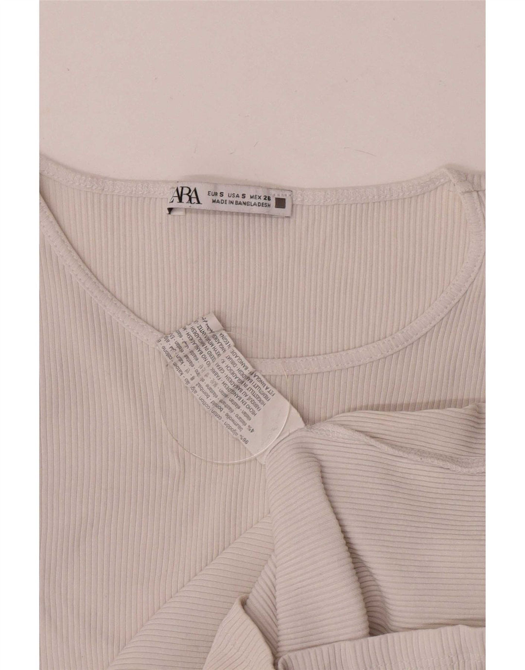 Zara Damen Crop Batwing Bluse Top UK 8 Small Weiße Baumwolle