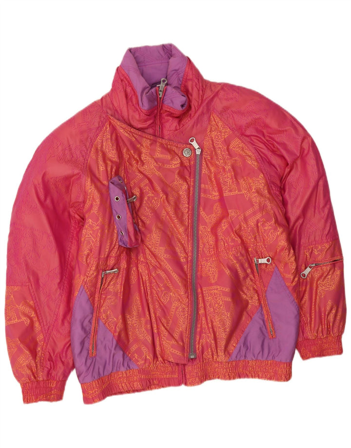 Vintage Damen Wattierte Jacke IT 42 Mittelrosa Colourblock Nylon
