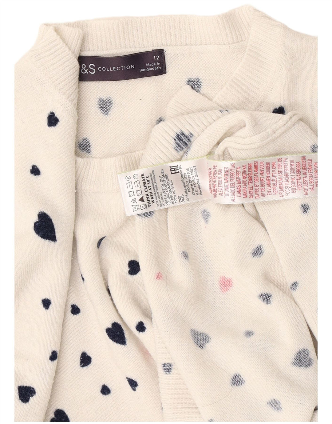 Marks & Spencer Damen-Pullover mit U-Boot-Ausschnitt, Gr. 12, mittelweißes Herz