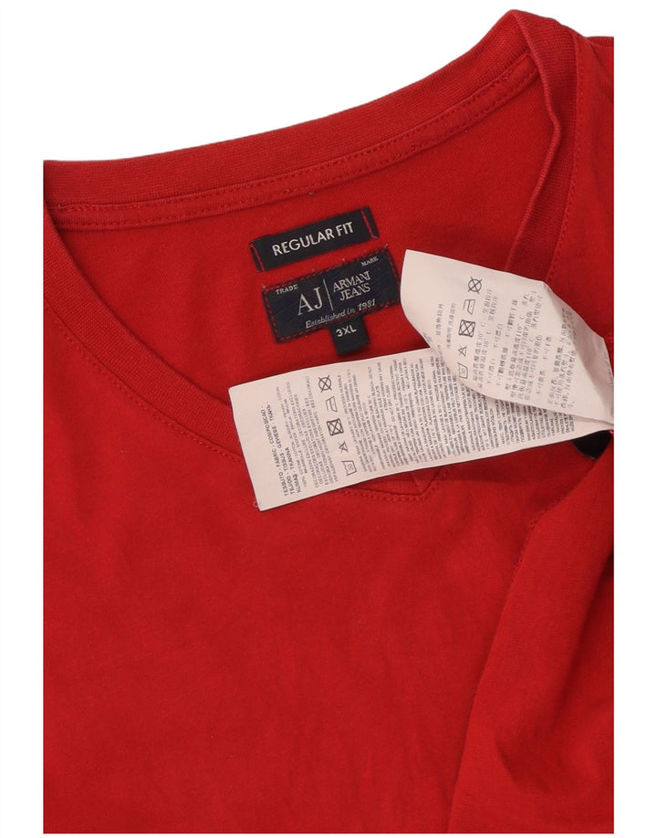 ARMANI JEANS Damen T-Shirt mit normaler Passform, UK 22 3XL, rote Baumwolle