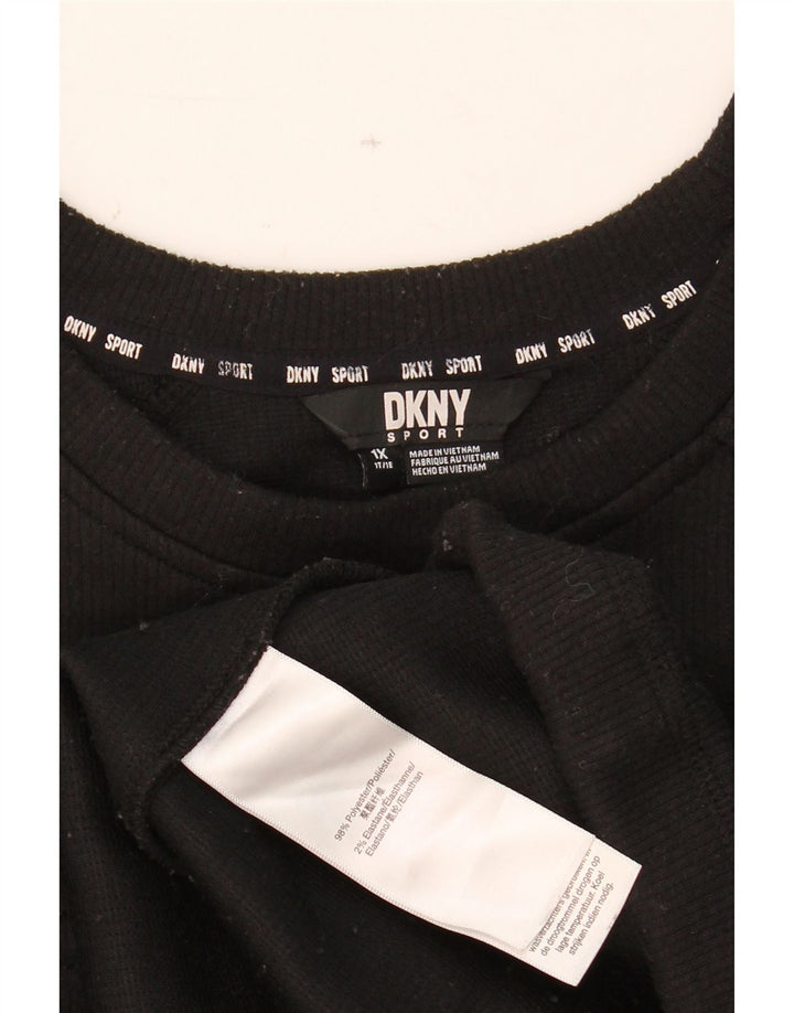 DKNY Womens Oversized Graphic Sweatshirt Jumper UK 18 XL Black Polyester Vintage Dkny and Second-Hand Dkny from Messina Hembry 