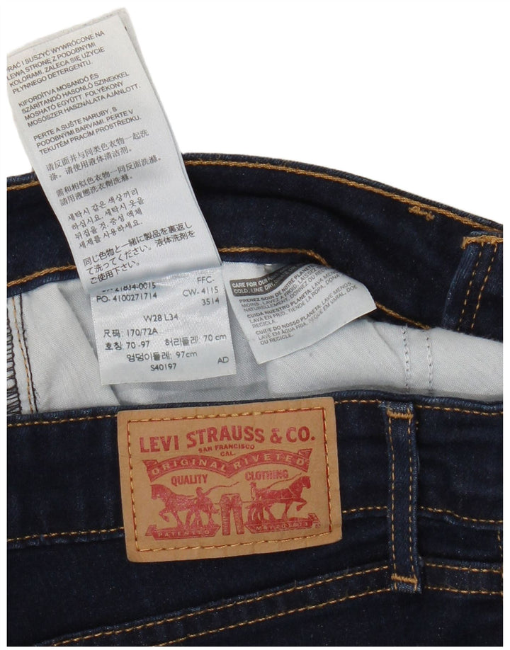 Levi's Damen 714 Straight Jeans W28 L30 Marineblaue Baumwolle