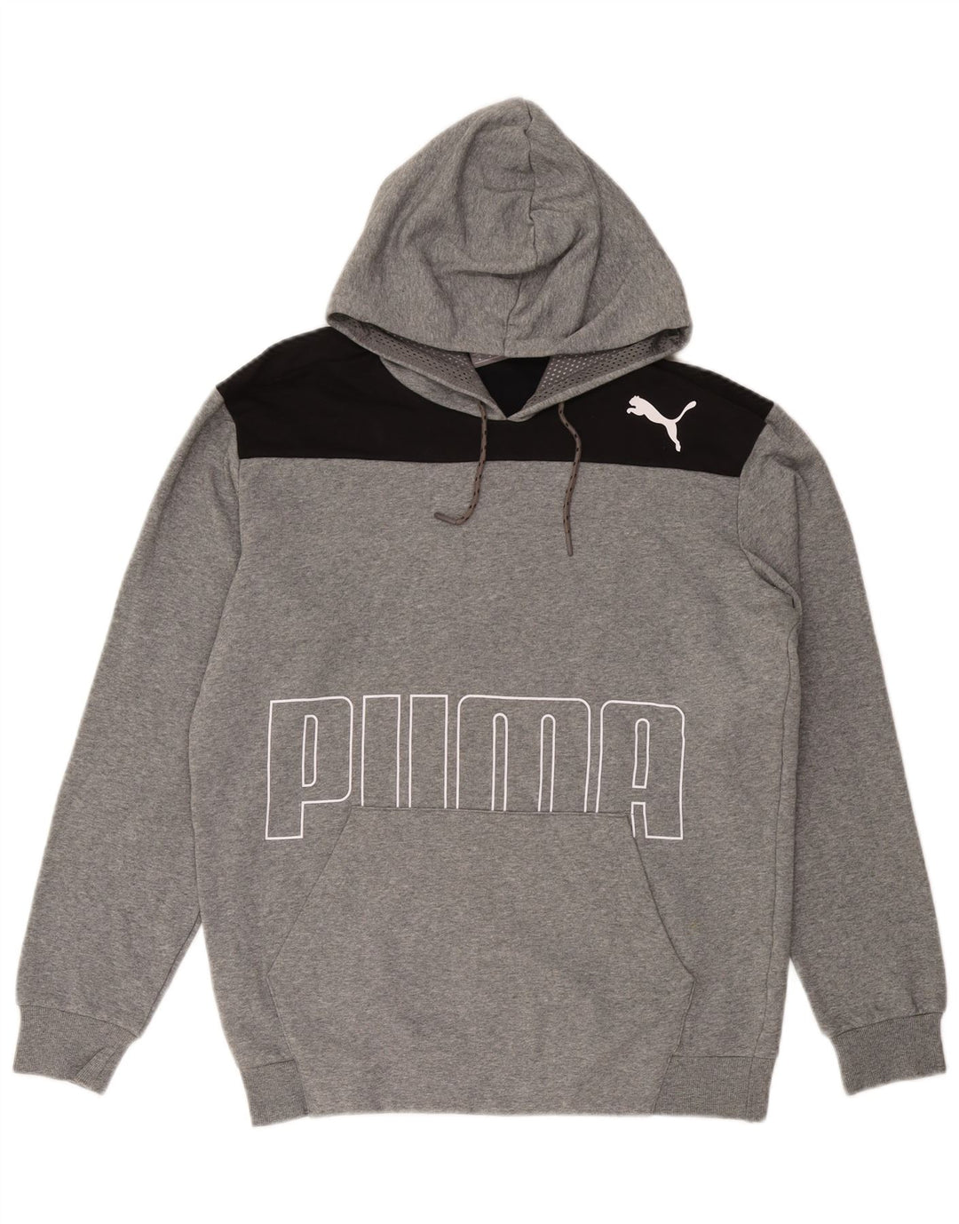 PUMA Herren Graphic Hoodie Pullover Mittelgraue Colourblock-Baumwolle