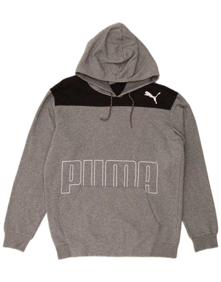 PUMA Herren Graphic Hoodie Pullover Mittelgraue Colourblock-Baumwolle
