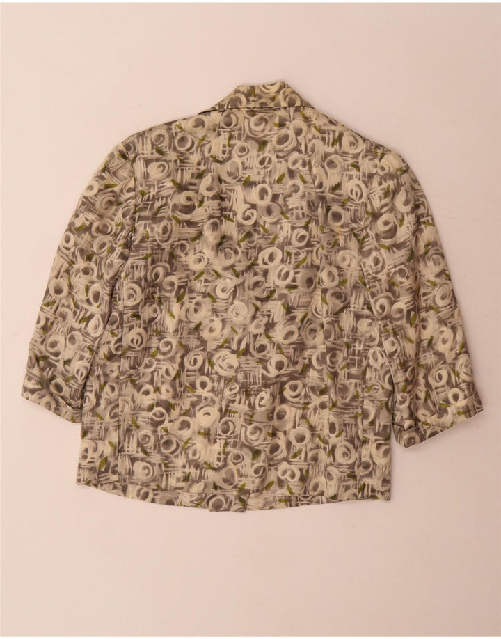 Vintage Damen-Set mit abstraktem Muster, 3/4-Ärmel, 2-teiliges Set, UK 12, Mittelgrau