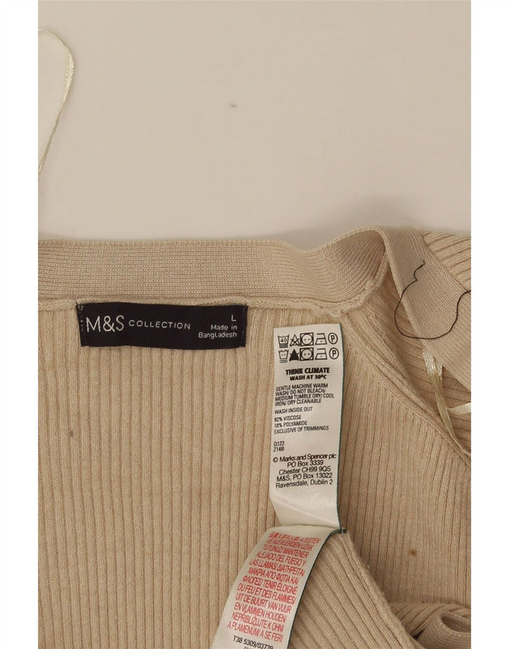 Marks & Spencer Damen Longline Open Cardigan Pullover UK 14 Large Beige