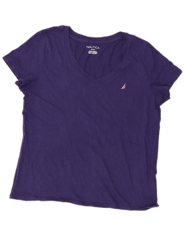 Nautica Damen T-Shirt Top UK 14 Medium Marineblau Baumwolle
