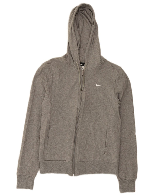 Nike Damen Zip Hoodie Pullover UK 10 Small Grau Baumwolle