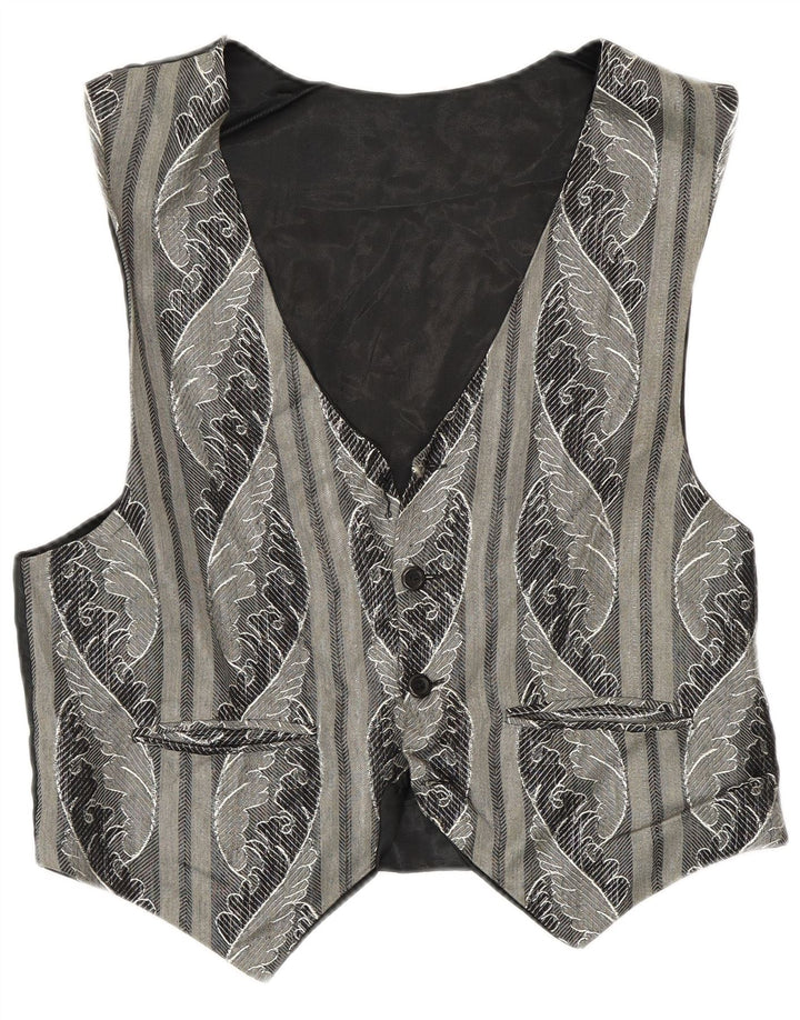 Vintage Herren Weste mit abstraktem Muster, klein, grauer Rayon