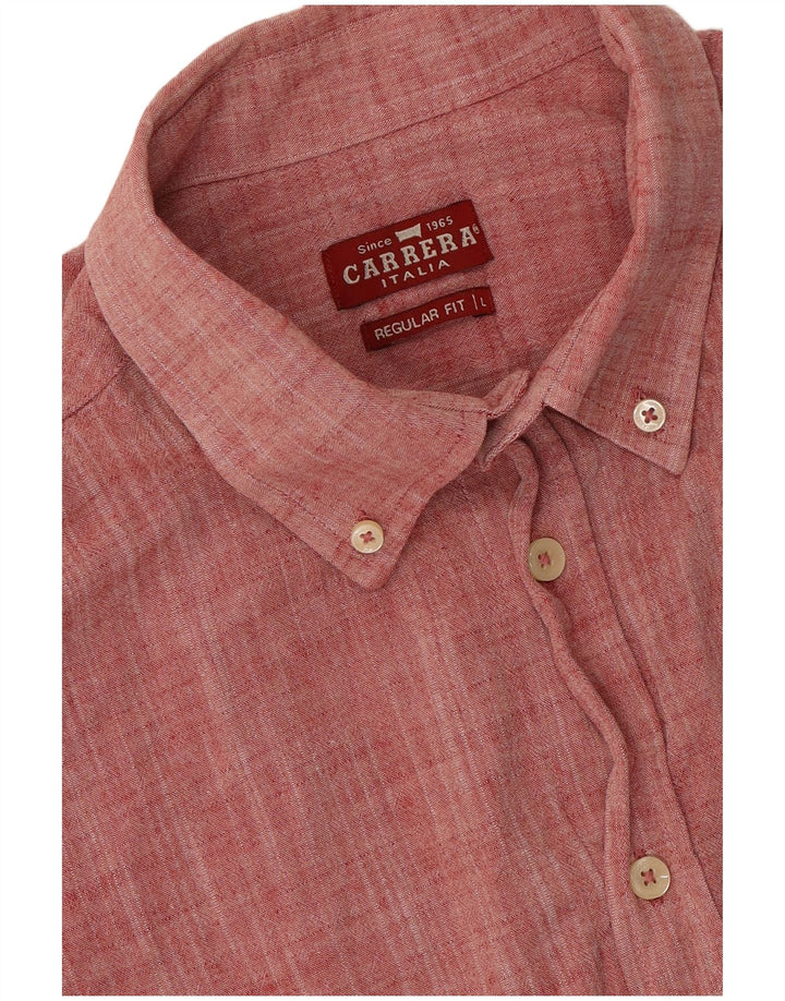 Carrera Herren Kurzarm-Hemd mit normaler Passform, Größe L, Rot