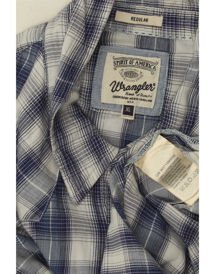 Wrangler Herren-Hemd mit normaler Passform, XL, blau kariert, Baumwolle