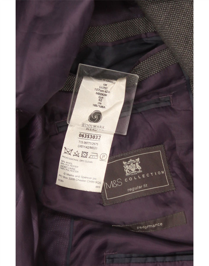 Marks & Spencer Herren-Blazer mit 2 Knöpfen, reguläre Passform, Gr. 42, Grau
