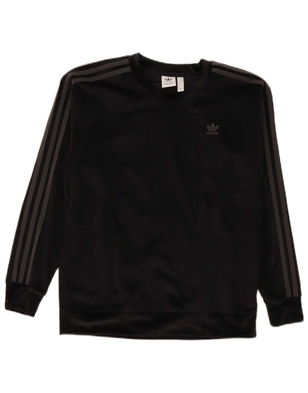 Adidas Damen Übergroßer Velours-Sweatshirt-Pullover UK 6 XS Schwarz Polyester