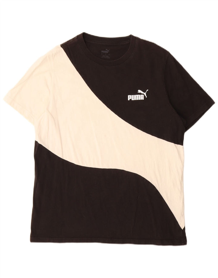 Puma Herren T-Shirt Top Large Schwarz Colourblock Baumwolle