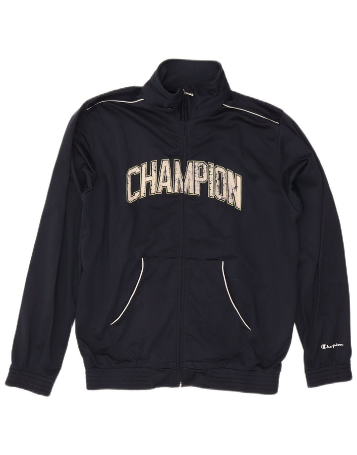 CHAMPION Herren-Trainingsanzugoberteil mit Grafik, mittleres Marineblau, Polyester