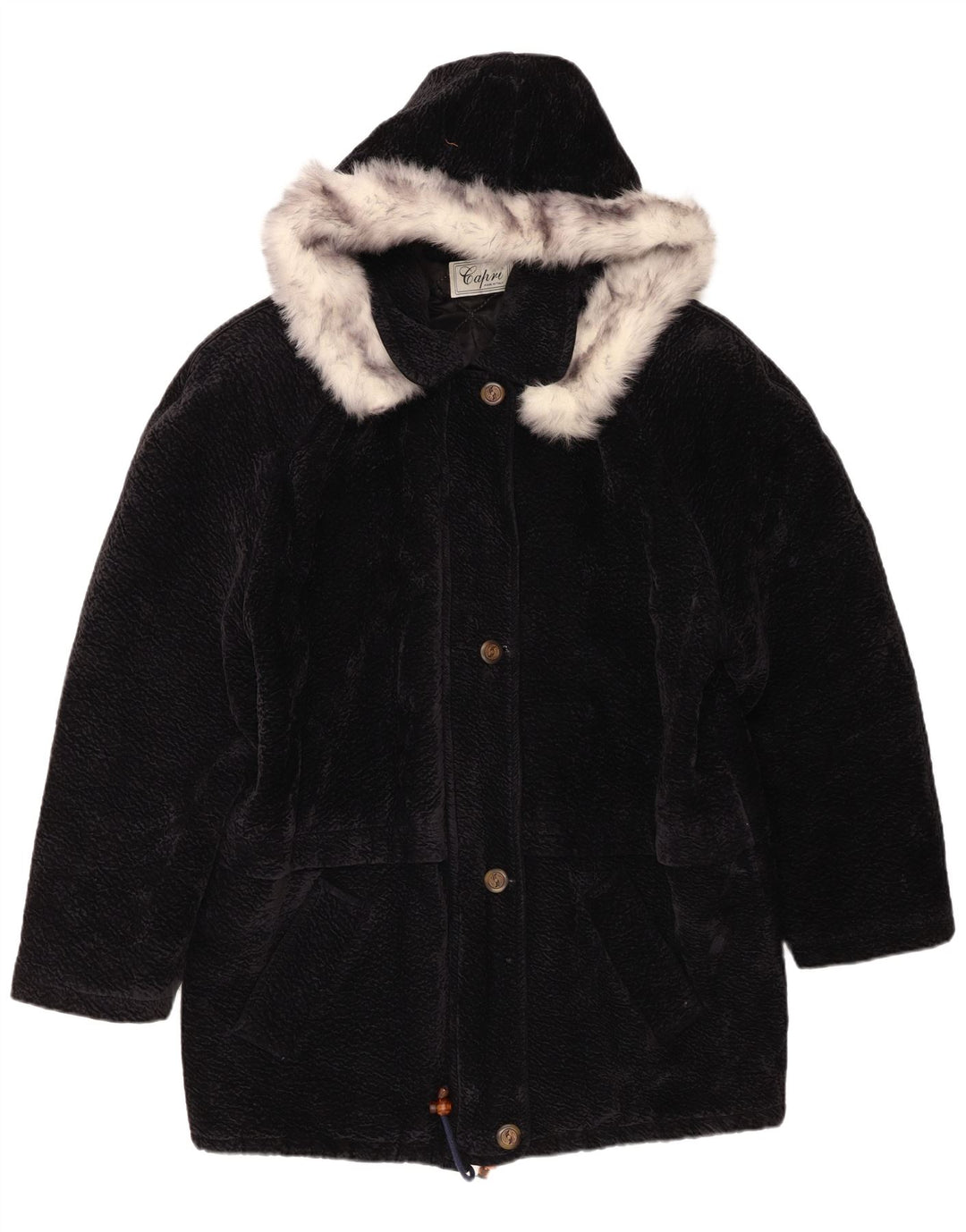 Vintage Damen Übergroßer Kapuzenmantel UK 18 XL Marineblau Polyester