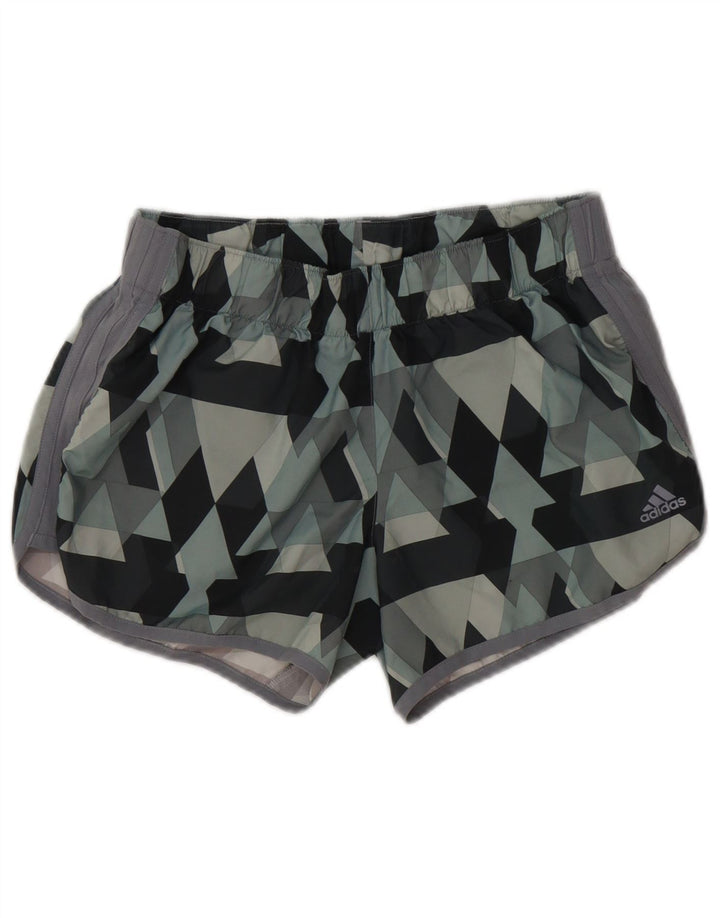 Adidas Damen Sportshorts UK 14 Mittelgrau Geometrisch